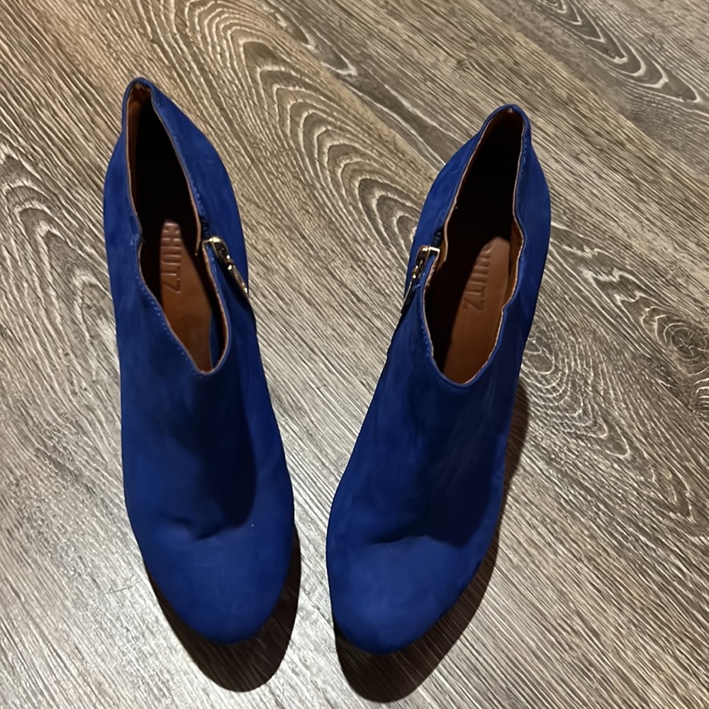 Schutz blue heel booties size 38